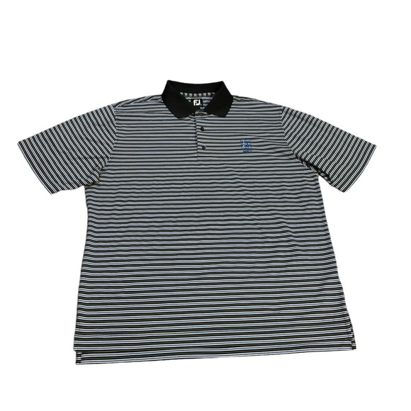 FootJoy TPC Sawgrass Golf Polo Black White and‎ Grey Stripes Size XL - Picture 1 of 8